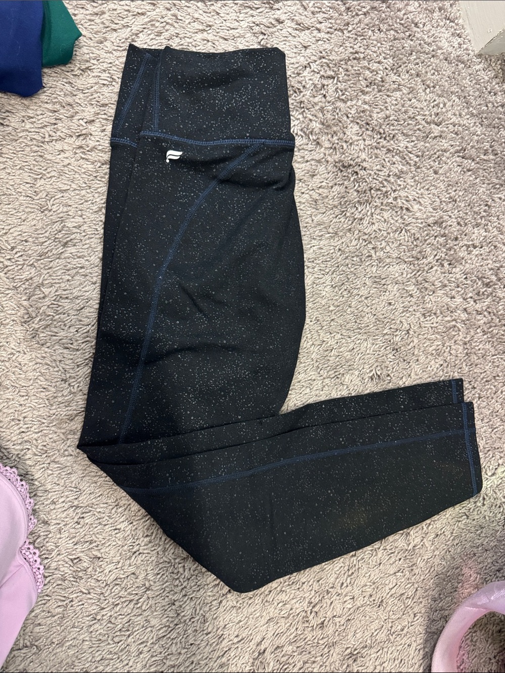 Fabletics Black Speckled High-Rise Performance Leggings